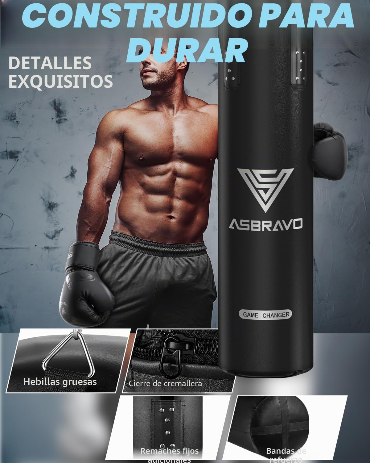 Saco de boxeo para adultos, juego de saco de boxeo pesado de poliuretano de 12 onzas, guantes para artes marciales mixtas, Muay Thai, kickboxing, gimnasio en casa, artes marciales (sin
