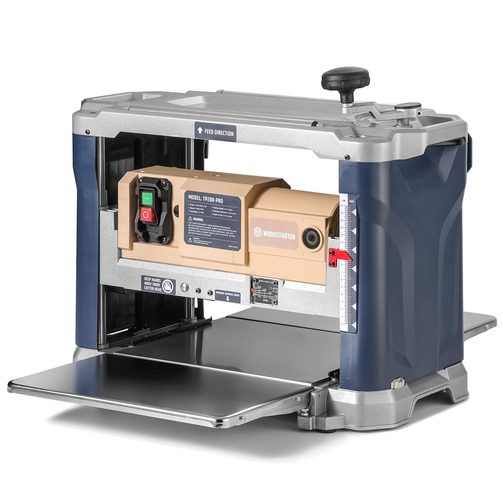 Photo 1 of WOODSTARTER 13-Inch Benchtop Wood Planer, 10,000 RPM with 3 HSS Blades, 21 ft/min Feed Rate, Adjustable Planing Height 1/4" to 6-1/4", Multi-Size Dust Port, Overload Protection for Woodworking