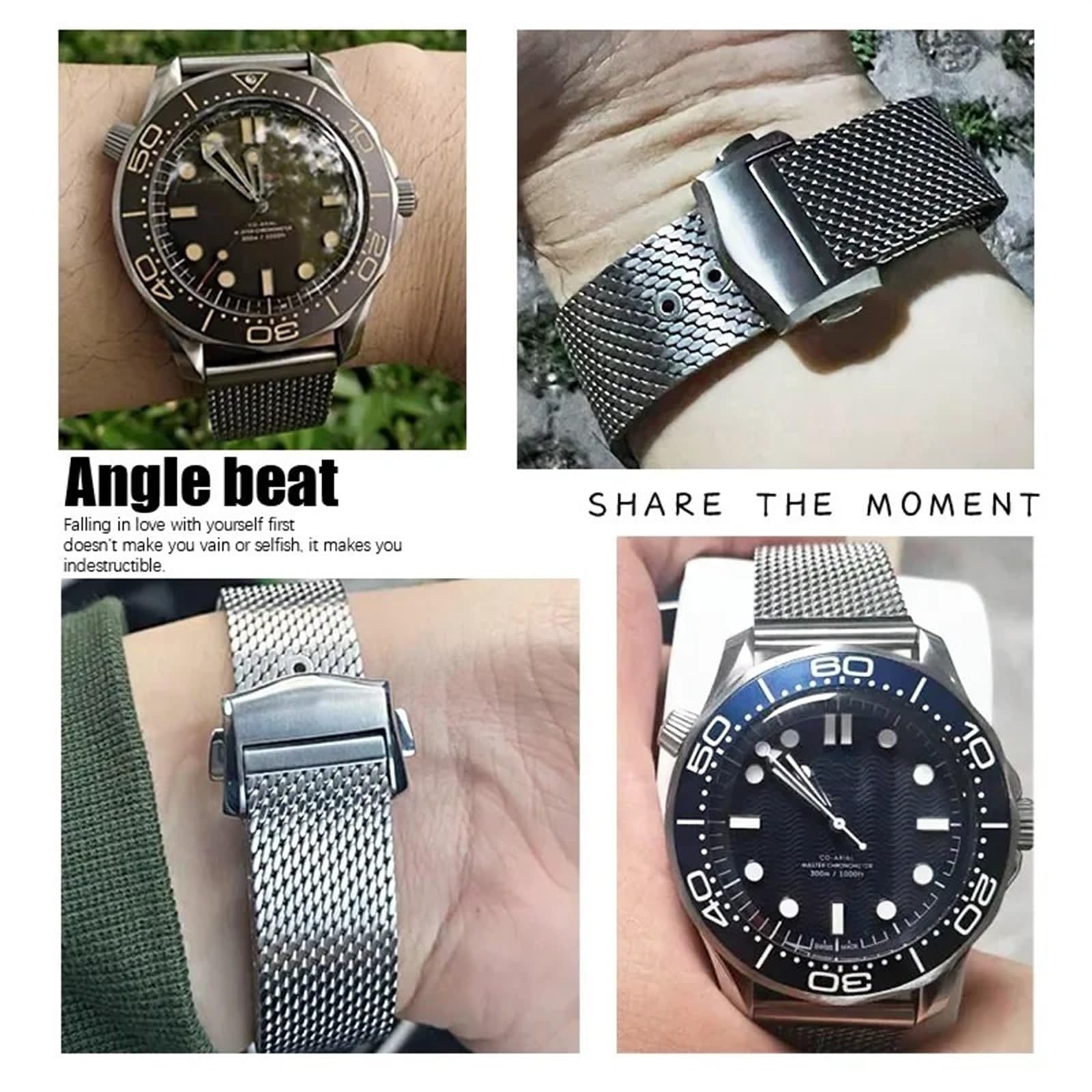Solid Titanium Stahl 20mm Uhrenband für 007 Edition Diver 300m Keine Zeit zum Wachgurt sterben