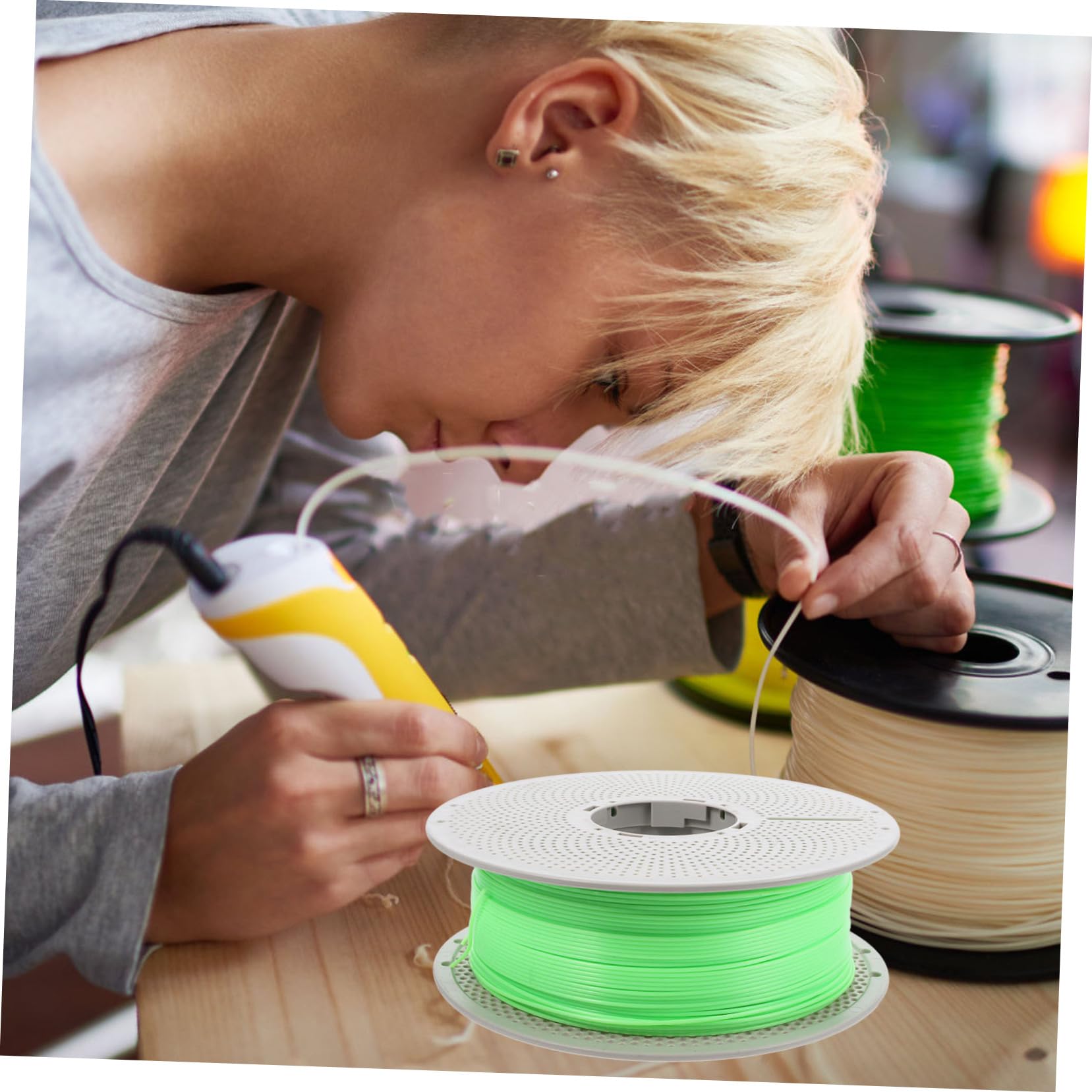 iplusmile Filamento de Impresión 3d Recargable Filamento Luminoso para Proyectos Creativos Brillo Oscuridad
