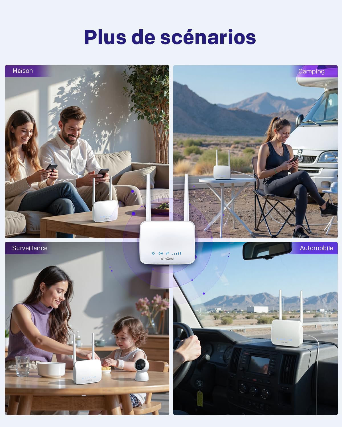 STRONG Routeur 4G LTE, Routeur WiFi N300 supportant Les Cartes SIM, Cat 4 jusqu'à 150Mbit/s, 2 antennes externes, Port LAN Ethernet, Gestion complète du Code PIN, WPA/WPA2, WPS, Plug and Play