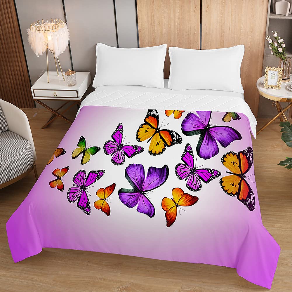 Oduo Colcha Bouti Cama de Verano, Microfibra Cubrecama Multiusos Suave para Cama de Matrimonio, Lavable Acolchada Edredón Ligero Manta para Todas Las Estaciones (Morado Claro,100x150cm)