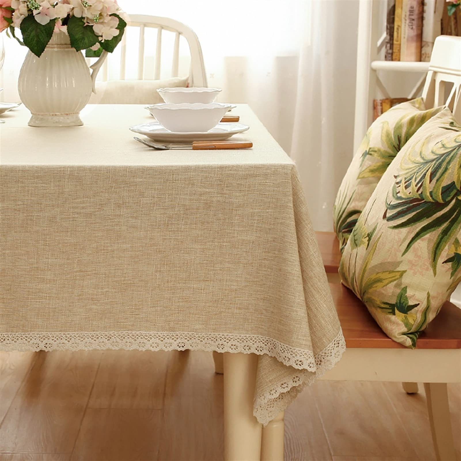 Nappe de qualité supérieure en coton lin robuste avec motif géométrique moderne