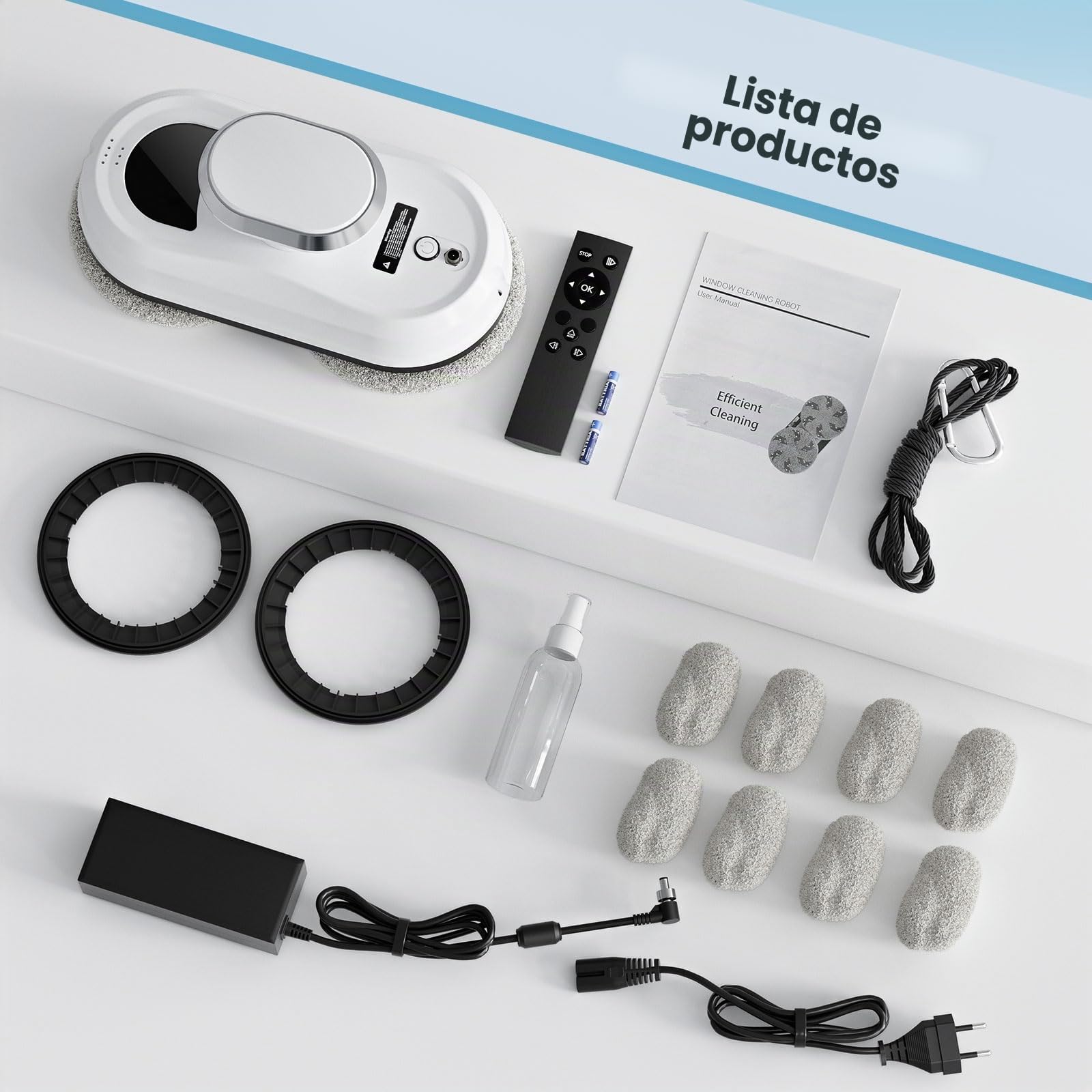 Robot limpiacristales 3000 PA 0.35m/min Limpiacristales electrico Control Remoto Maquina Limpia Cristales 3 Modos de Limpieza Limpia Cristales electrico Ventanas Limpiador Ventanas