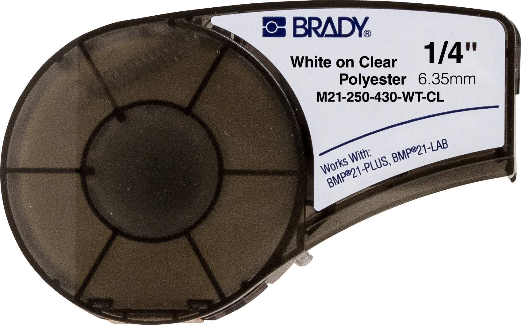 Brady Authentic (M21-250-430-WT-CL) Clear Harsh Environment Polyester Label for Laboratory, Asset Tracking and Datacom Labeling - Designed for BMP21-PLUS and BMP21-LAB Label Printers, 25" x 21"