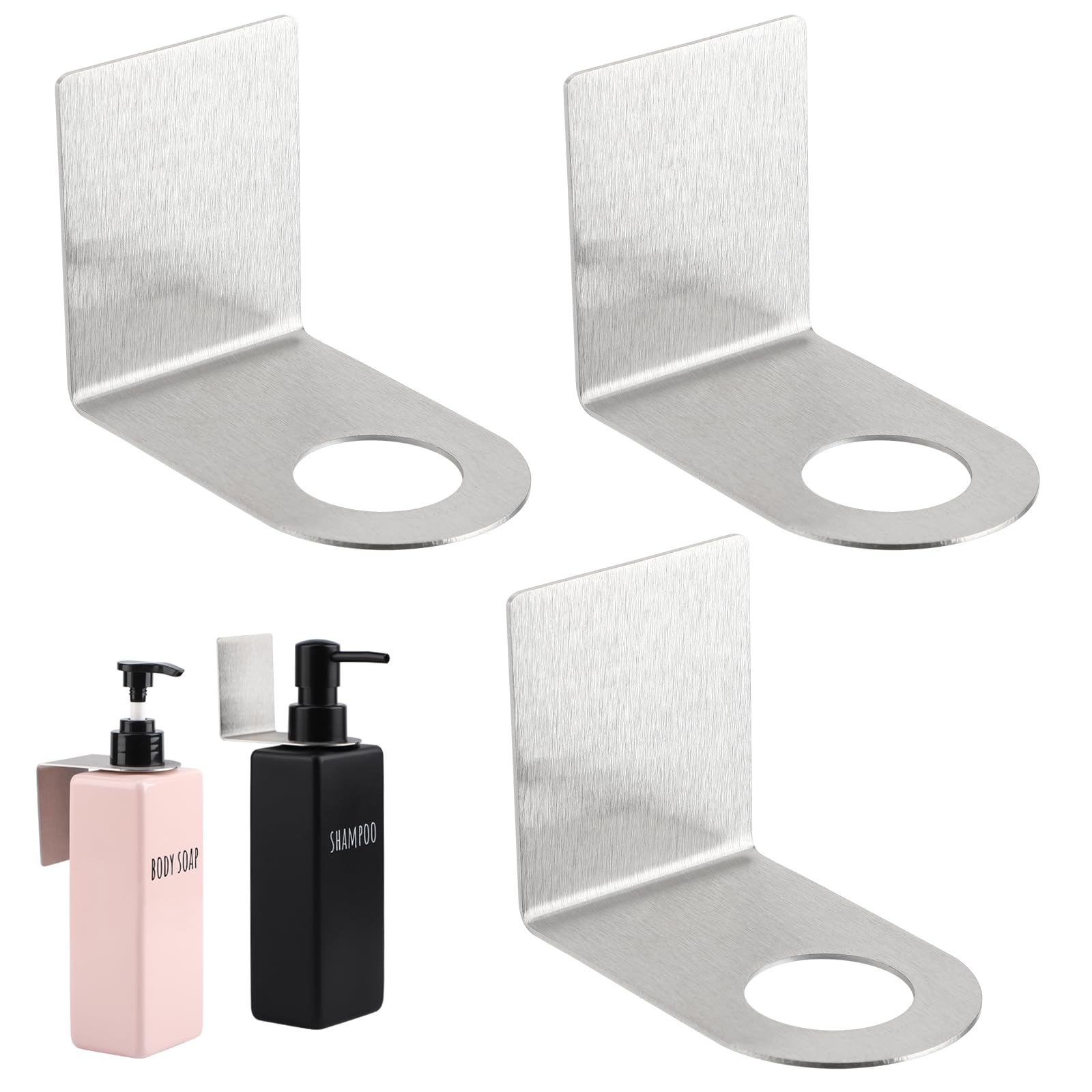 Support adhésif en acier inoxydable pour bouteilles de shampooing Segbeauty diamètre 2,8 cm