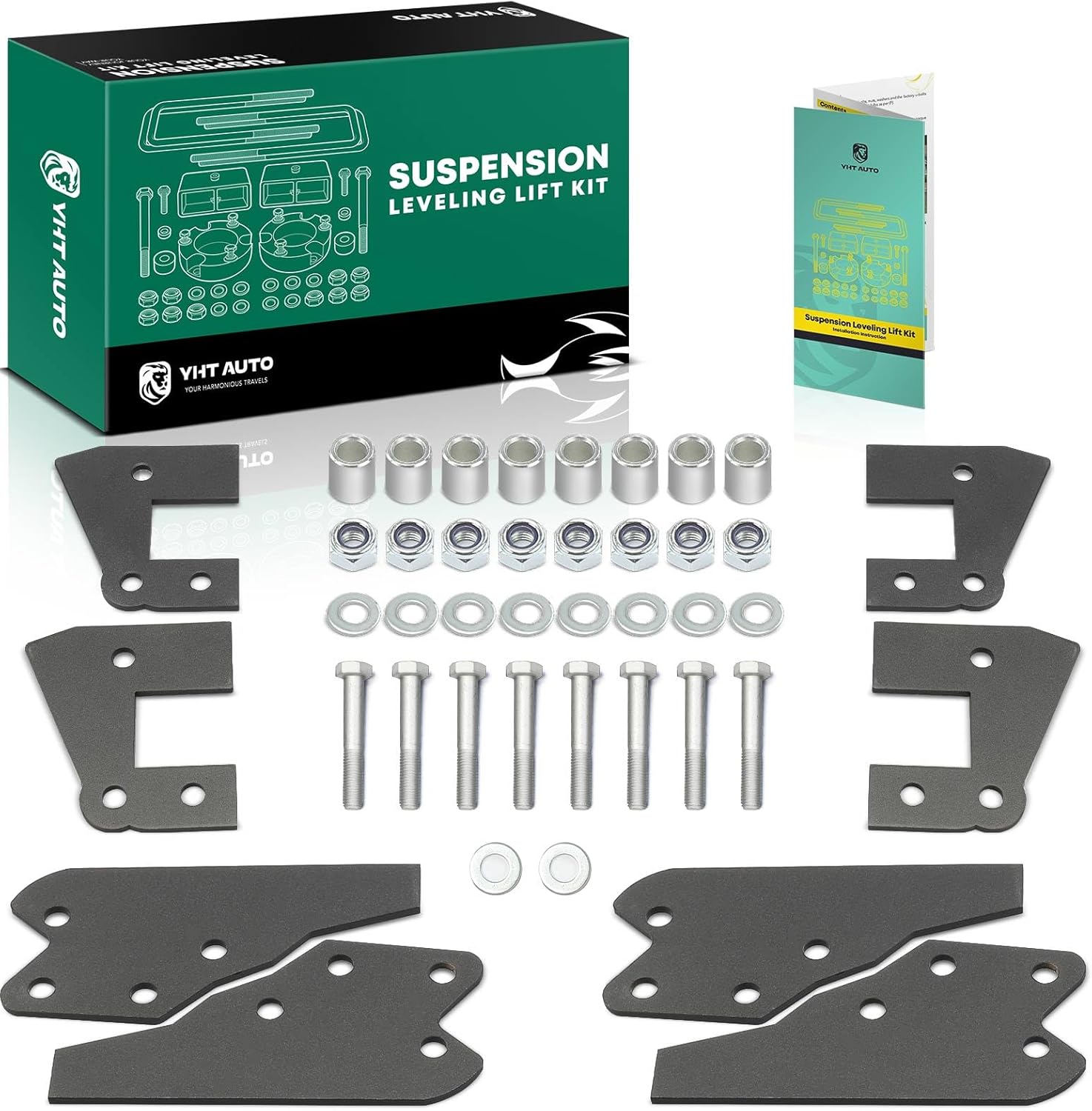 YHTAUTO 3 inch Front and 3 inch Rear Full Leveling Lift Kit w/Hardware Compatible with Polaris Ranger 570, Ranger Crew XP 900/1000, Ranger XP 900/1000, Brackets Suspension Leveling Kit Set of 8