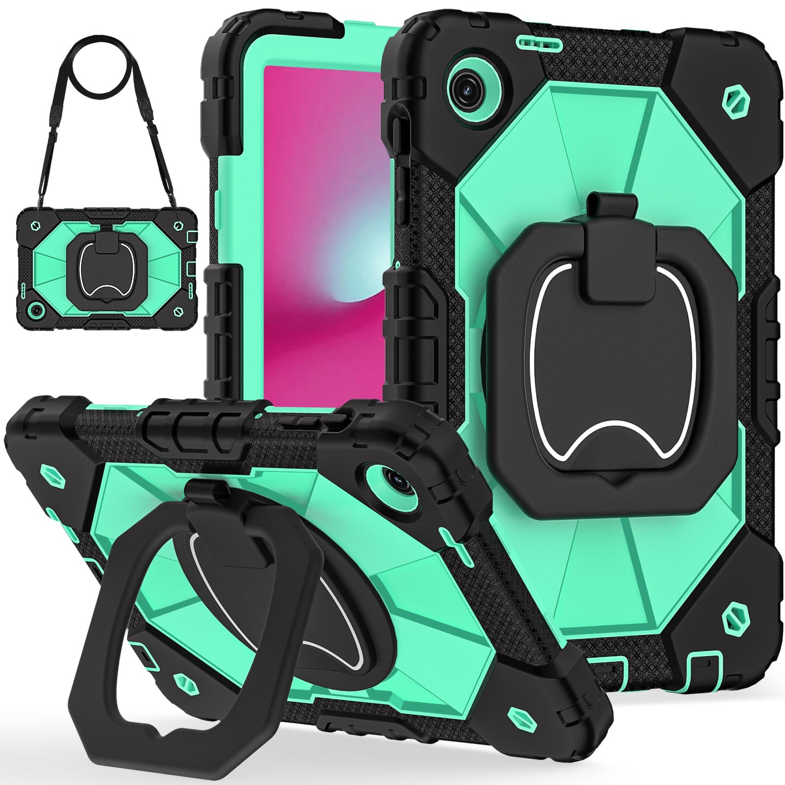 Coque Revvl Tab 2 2025 Robuste Noir et Vert Menthe de 10,1" - 8