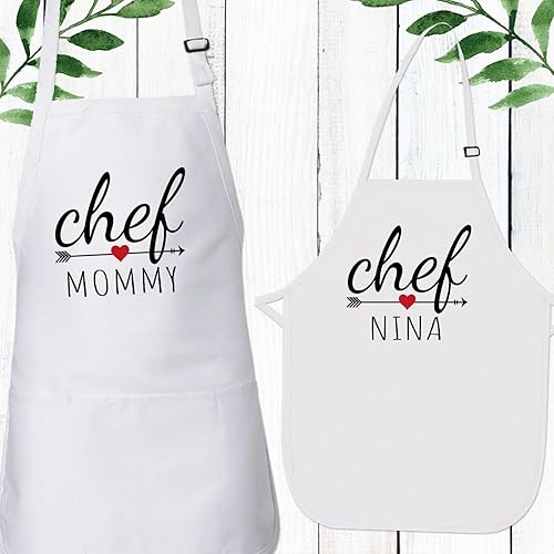 Miniatura 9 de Mom and Kids Chef Apron Set, Child Kitchen Apron, Cute Toddler Cooking Set, Kids Apron, Mommy and Me Apron For Cooking, Children Baking Accessories,