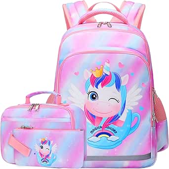 Soekidy Backpacks for Girls Backpack for School Fox Unicorn Backpack Kids Backpack Set, Preschool Bookbag