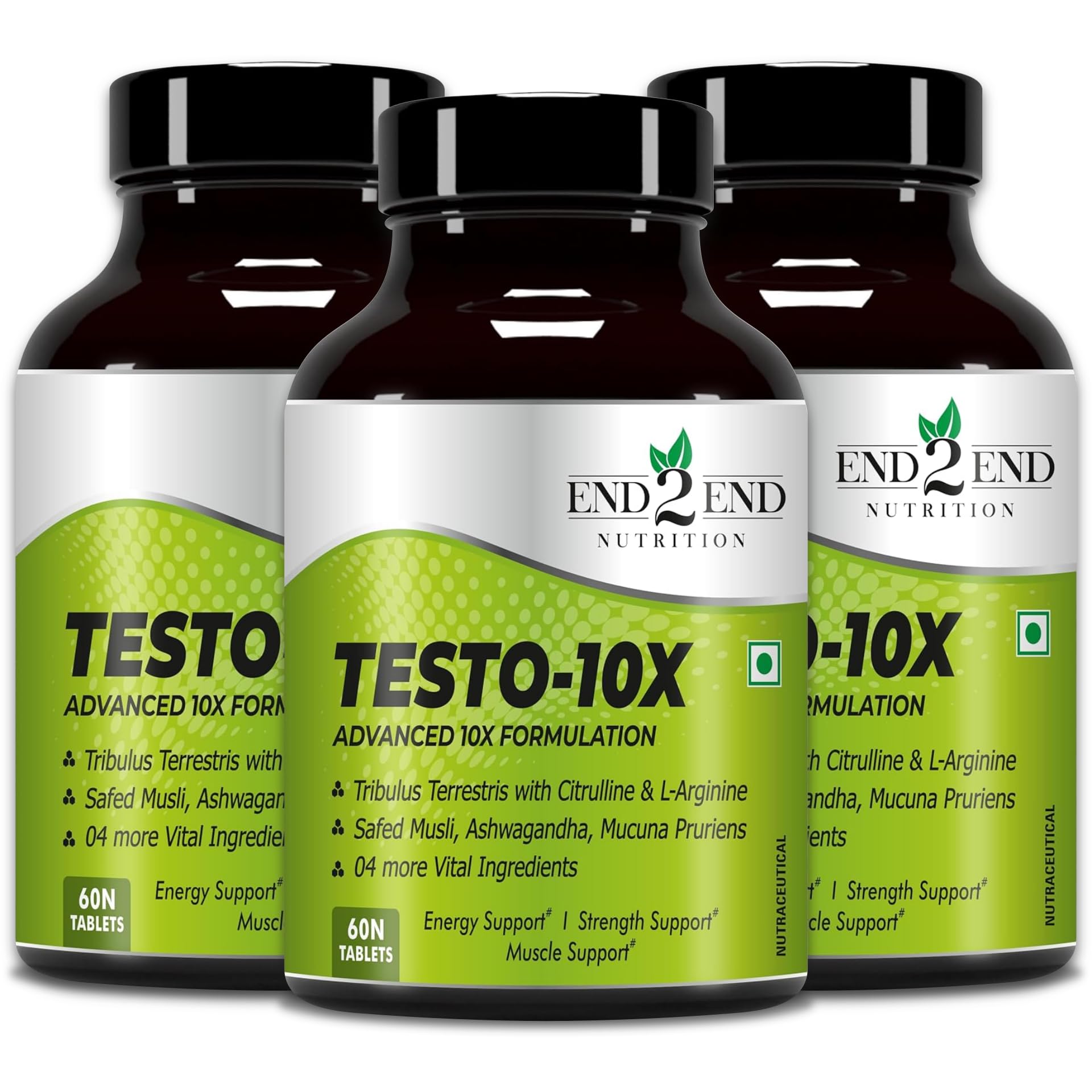 End2End Nutrition Testo-10X Natural Testosterone Booster for Men with Tribulus, L-Arginine, Ashwagandha and Safed Musli for Strength, Stamina, Energy and Muscle Gain – 30 Tablets — Amazon image 10