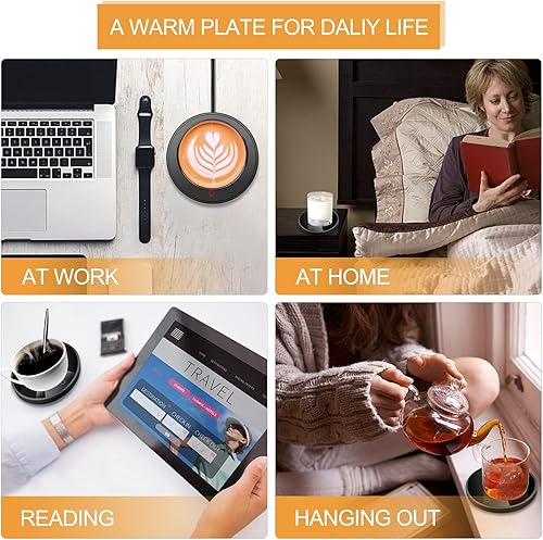 Miniatura 7 de Beetwo - Calentador de taza de café, encendido y apagado automático de inducción por gravedad, calentador de café para uso en escritorio, calentador