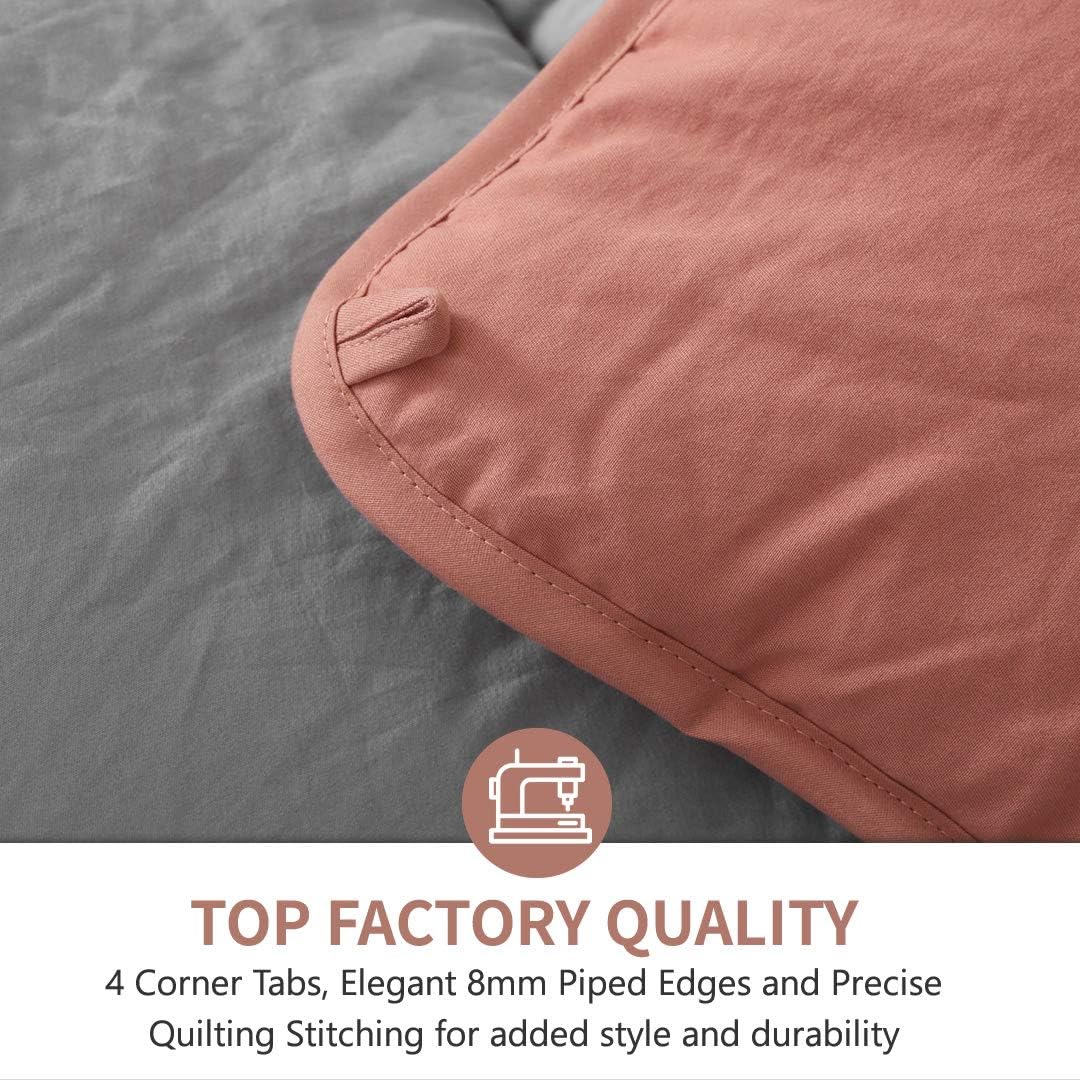 APSMILE Twin Bed Comforter Set - 2PCS Reversible Down Alternative Comforter with Sham, Ultra-Soft Cloud Fluffy Microfiber Duvet, All-Season Warm, Rose Red/Grey