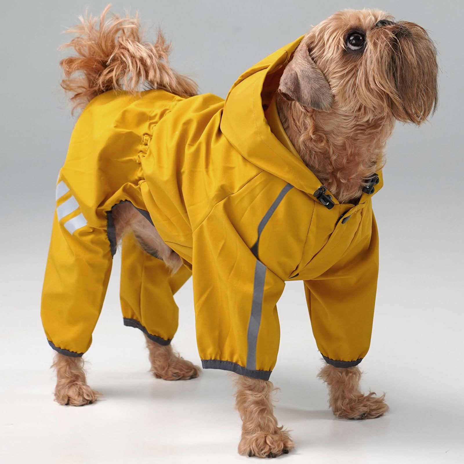 Cappotto Impermeabile Per Cani Riflettente Giallo - Con Cappuccio Regolabile - Foto 8