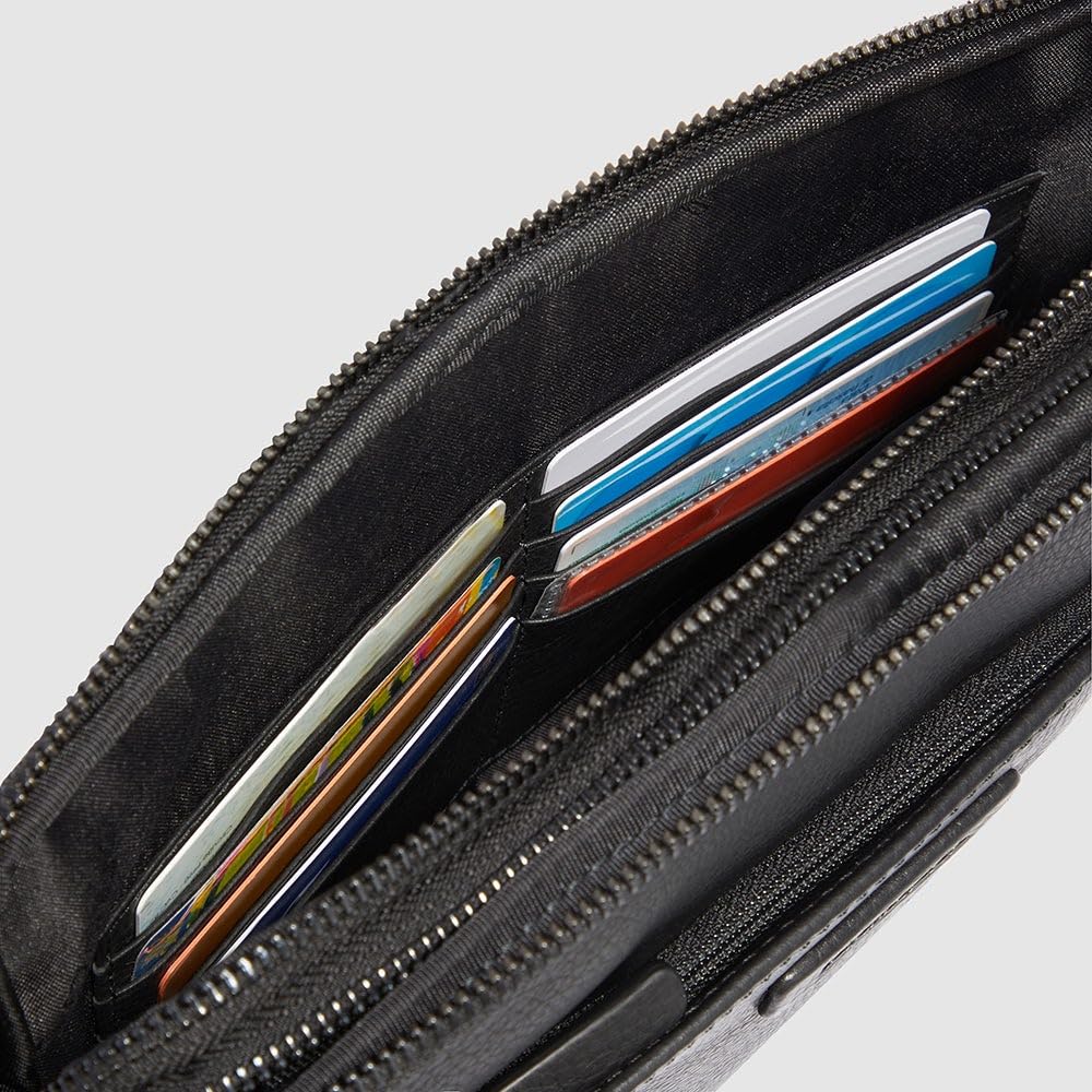 PIQUADRO – Pochette Modus in Pelle – Porta iPad® Mini, 2 Scomparti, Polsiera Rimovibile – Protezione RFID – Colore Nero – Uomo