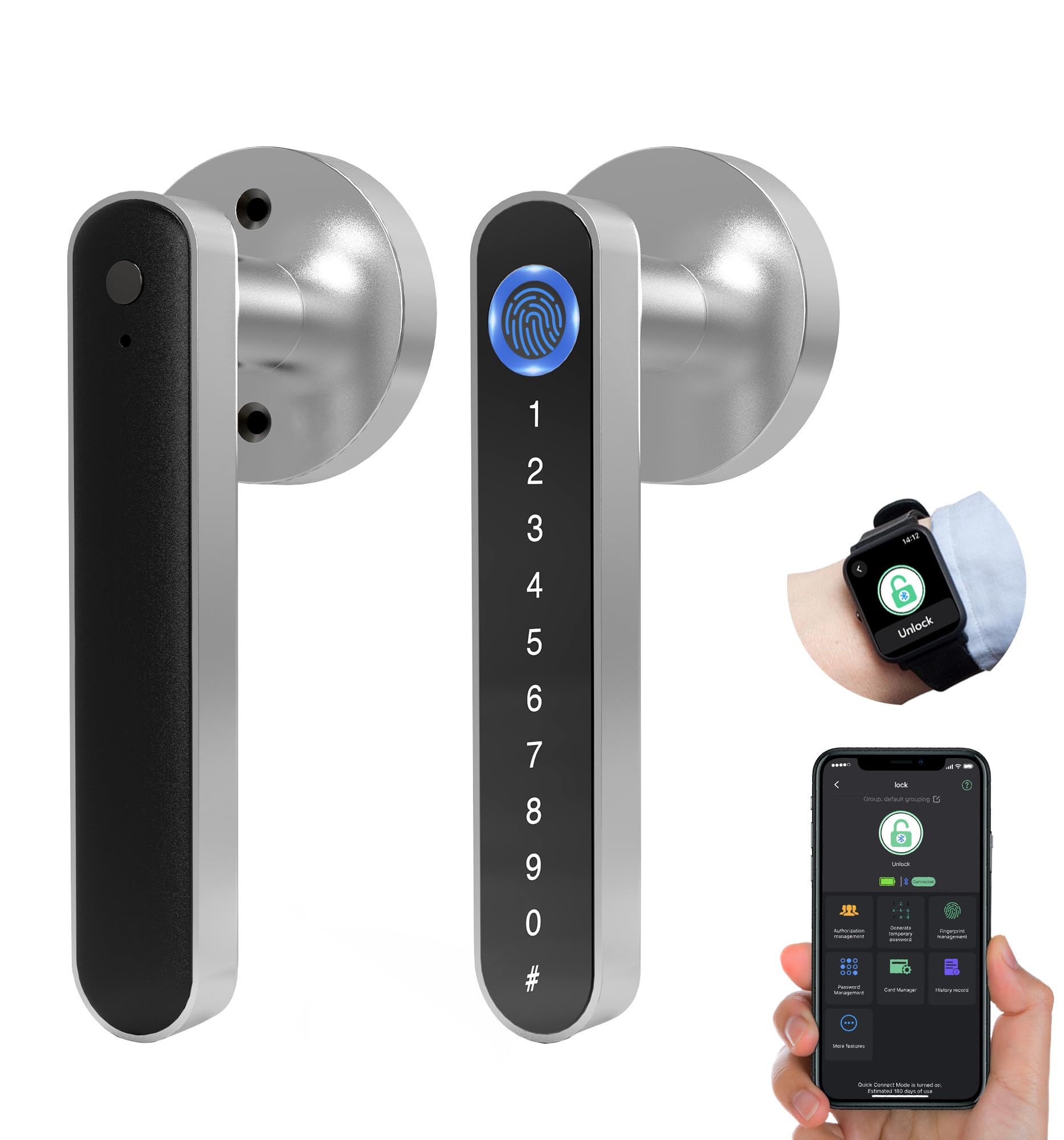 Eseesmart Fingerprint Door Lock, Smart Door Handle Locks with Code App Control