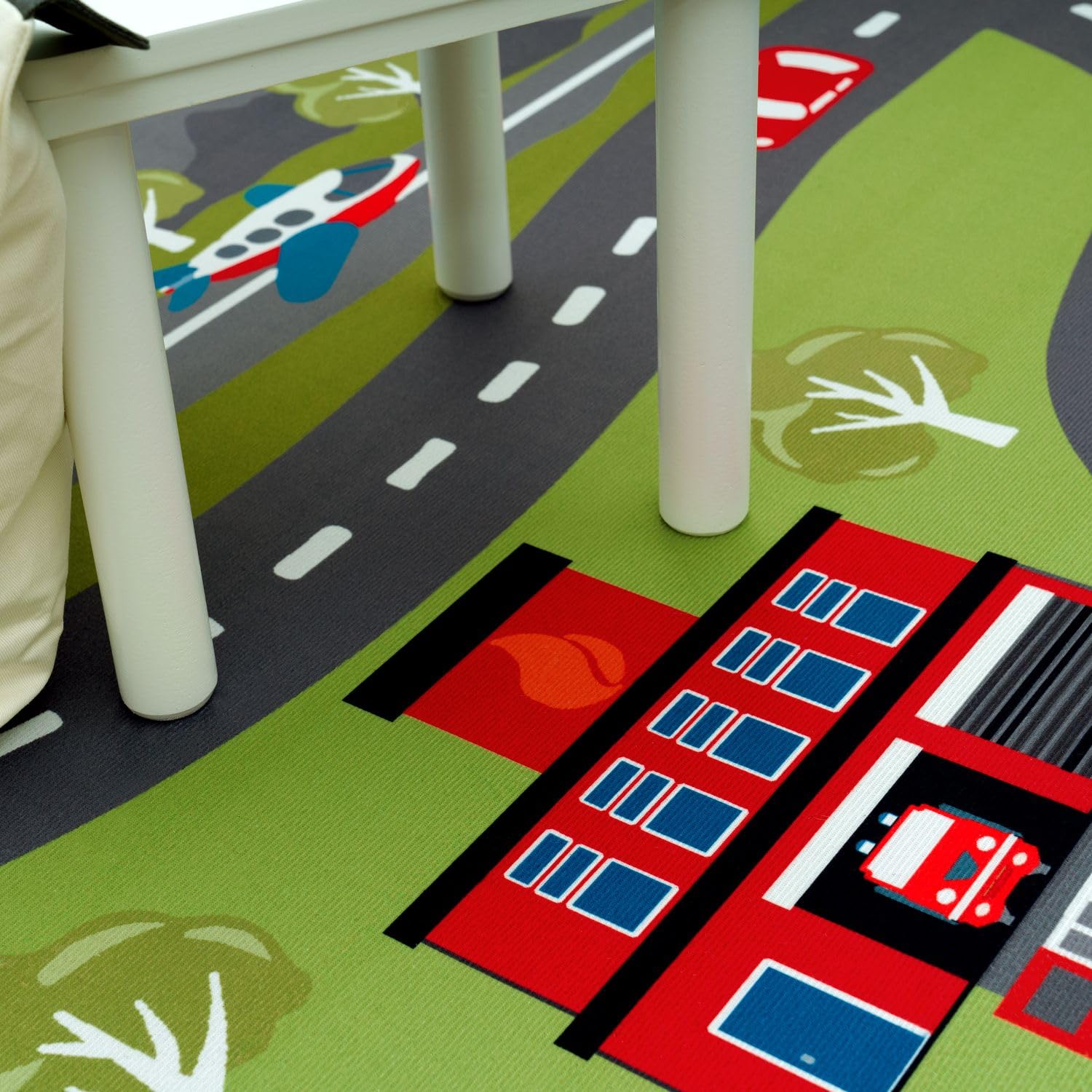 TT Home Tapis pour Enfants, Tapis de Jeu pour Chambres d'enfants, avec Motif de Rue, en Vert, Dimension:Ø 200 cm Rond
