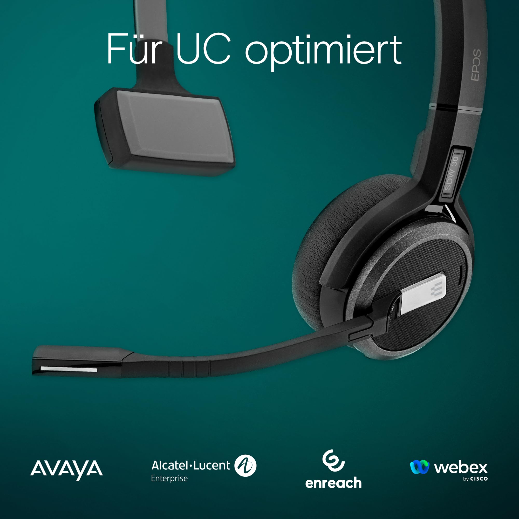 EPOS SDW 30 HS DECT-Headset - Herausragende Klangqualität, Drahtlose Bürokommunikation, Sichere DECT-Technologie, Multi-Geräte-Konnektivität, Ganztägiger