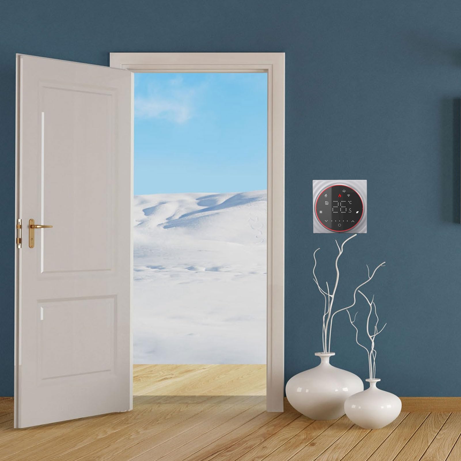 Termostato WiFi Inteligente Control de Voz de Alta Precisión para Calefacción del Hogar CA 95V-240V Programable de bajo Consumo 1 Unidad (Negra)