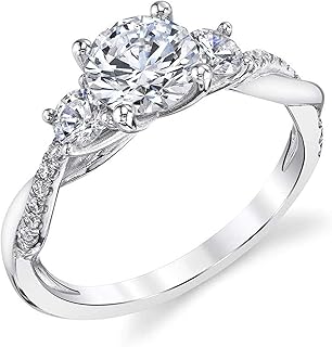 1.48 Carat 3 Stone Moissanite Engagement Rings for women Moissanite Rings Platinum Plated Silver rings