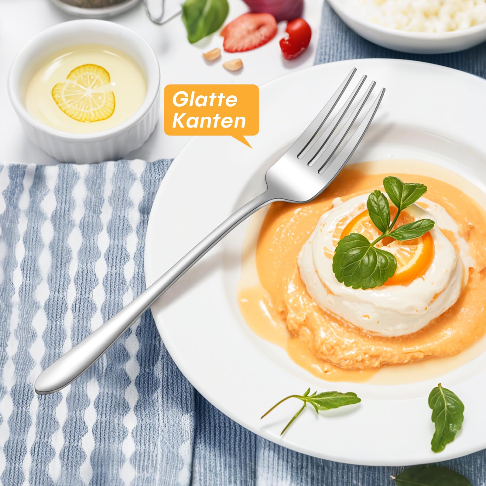 HONKKU Besteck Set, 60 Teilig Edelstahl Besteckset für 12 Personen, Essbesteck Set mit Abendessen Messer, Gabeln und Löffeln für Zuhause/Restaurant/Party/Bankett, Rostfrei Spülmaschinenfest