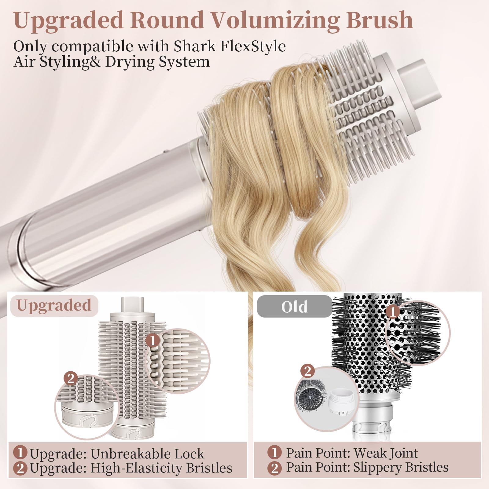 Upgraded Round Volumizing Brush Attachment for Shark FlexStyle HD400