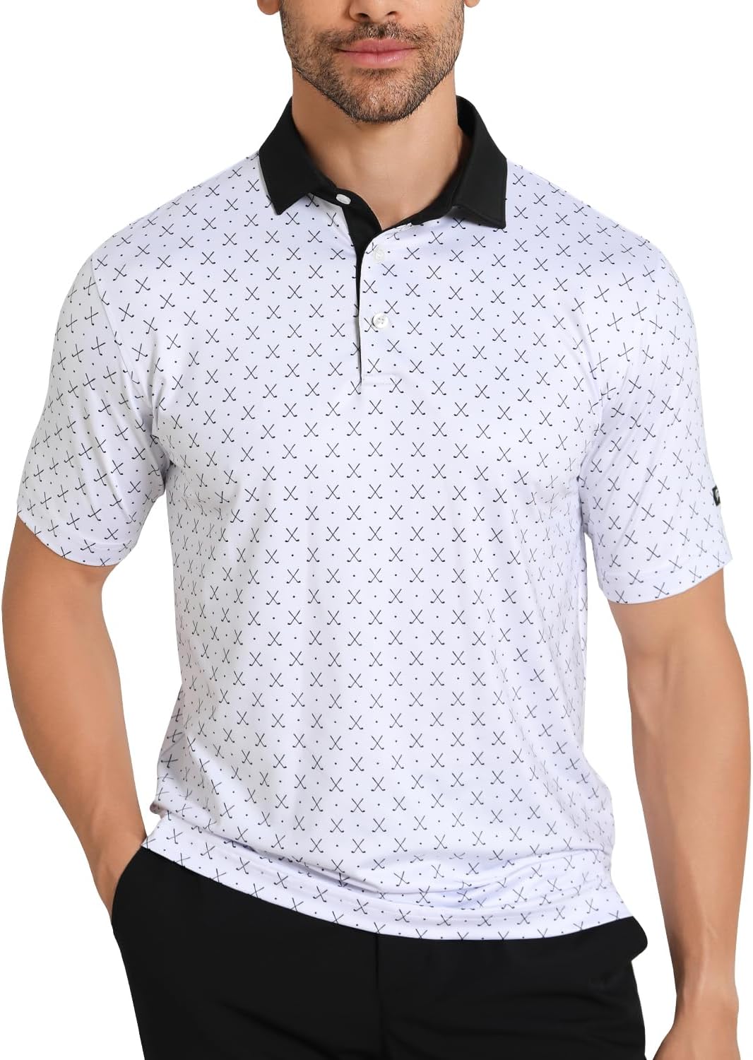 Men's Golf Polo T Shirts Short Sleeve Dry Fit Performance Moisture Wicking Casual Print Stiff Collar Golf Shirts for Men - Image 2