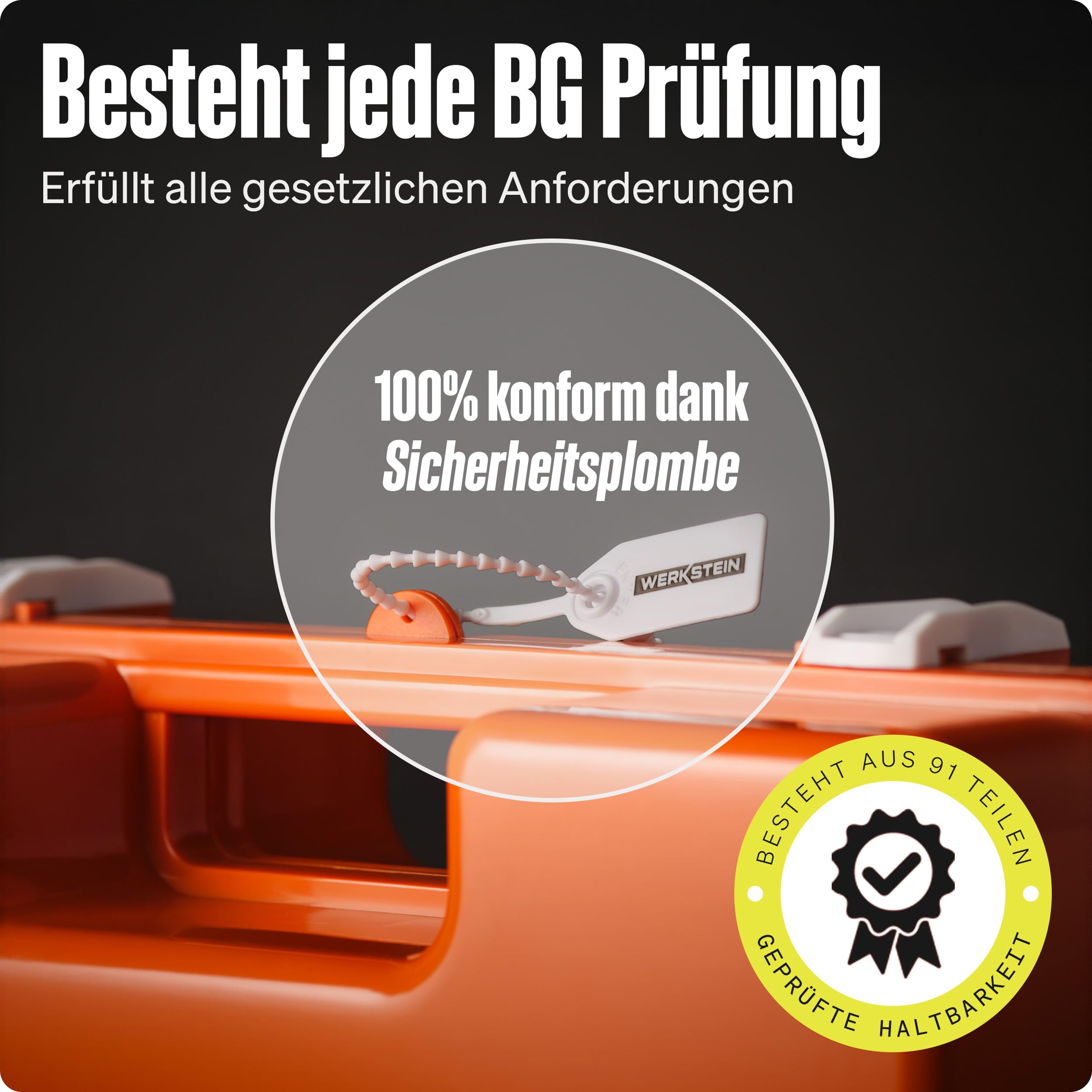WERKSTEIN® Erste Hilfe Kasten DIN 13157:2021 inkl. Wandhalterung Verbandskasten Betrieb Büro Zuhause Set