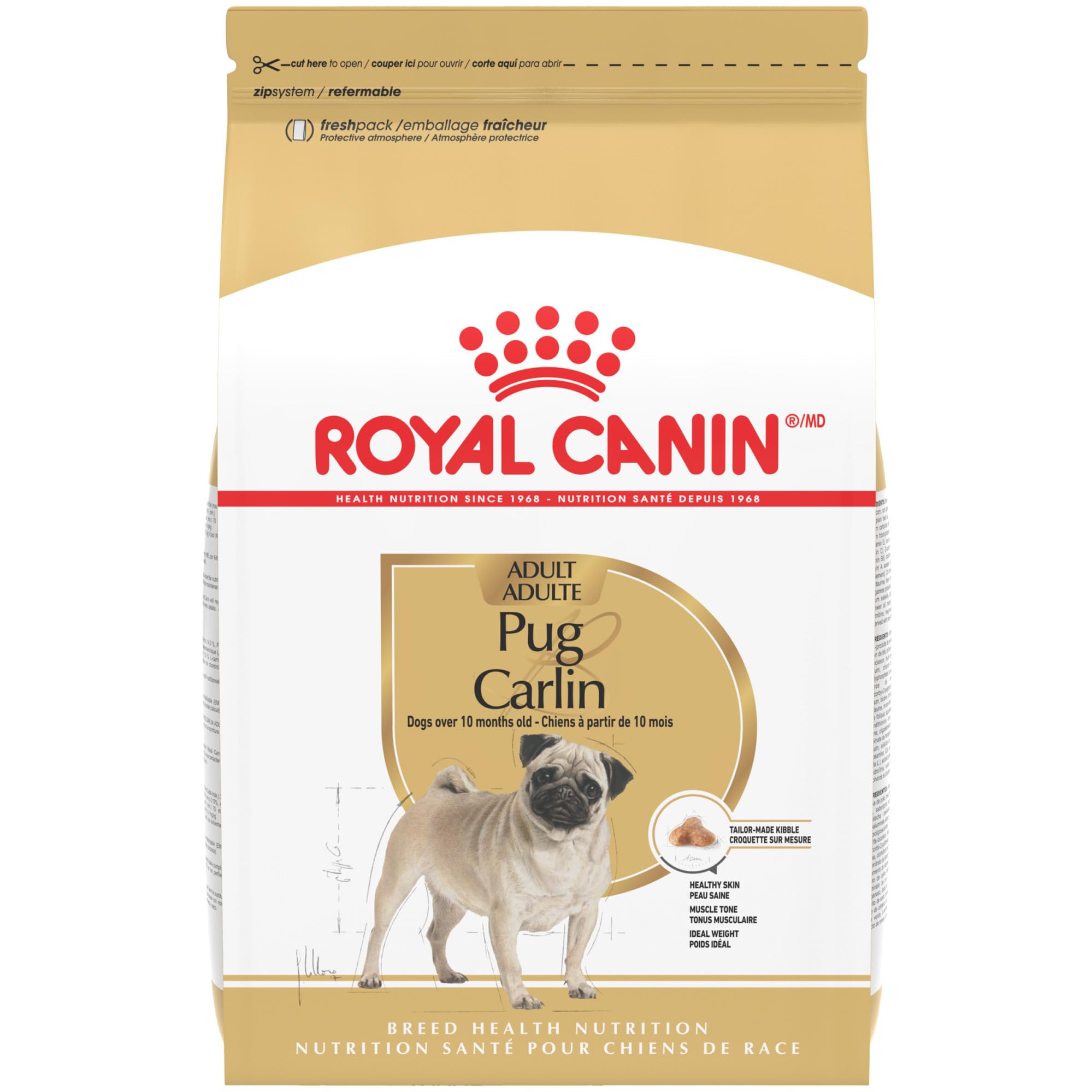 Royal CaninBreed Health Nutrition Pug Adult Dry Dog Food, 10 lb Bag