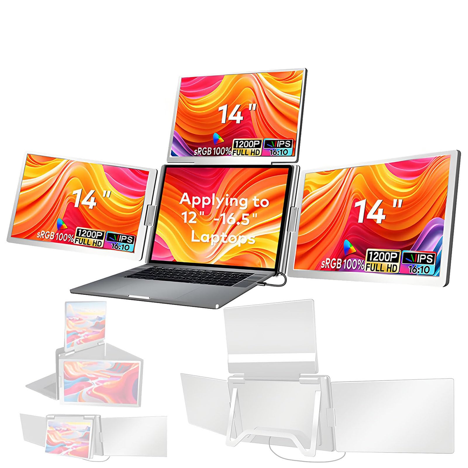 Przenośny Monitor Z Trzema Ekranami do Laptopa 14inch
