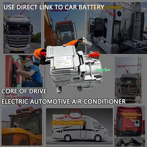 Miniatura 4 de Gouku-DC 12V Compresor de aire acondicionado eléctrico 18CC compresor de CA para camión, caravana, remolque, la mayoría de los vehículos, batería de