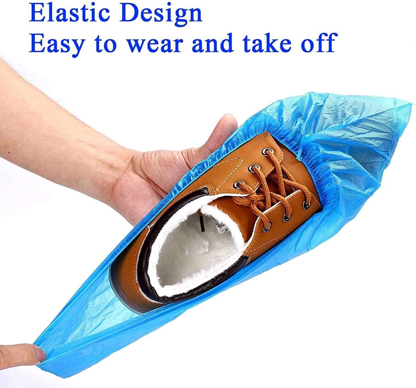 Copriscarpe, copriscarpe usa e getta antiscivolo, 100 pezzi copriscarpe di grandi dimensioni in plastica impermeabile resistente CPE premium copriscarpe copriscarpe usa e getta