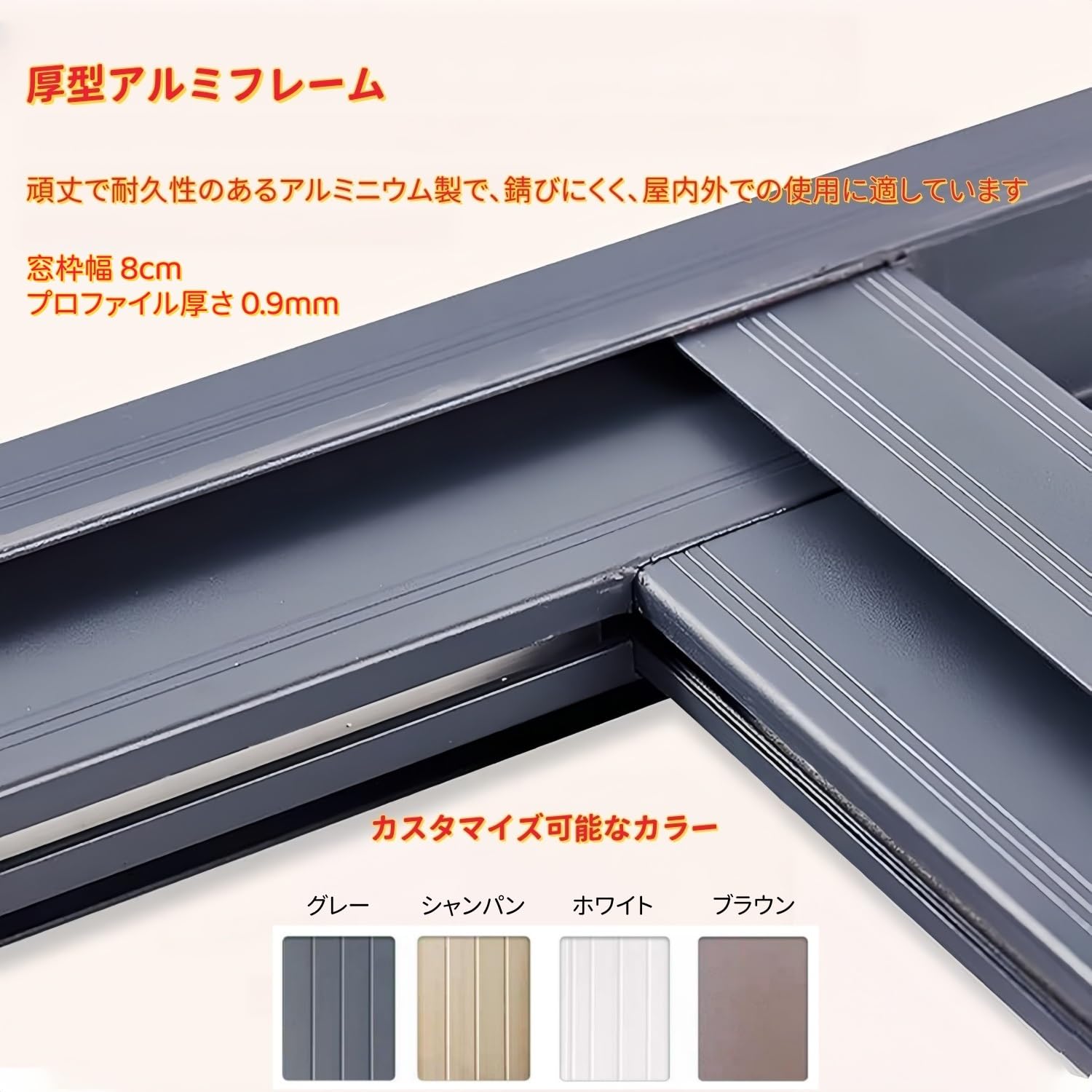 Amazon | Poecuoa アルミサッシ窓 枠付き 透明ガラス 埋め込み式 引 