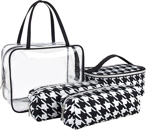 Juego de neceser de 4 piezas, impermeable, para el hogar, estuche de viaje para cosméticos, bolsas de maquillaje para mujeres con asa, cremallera,