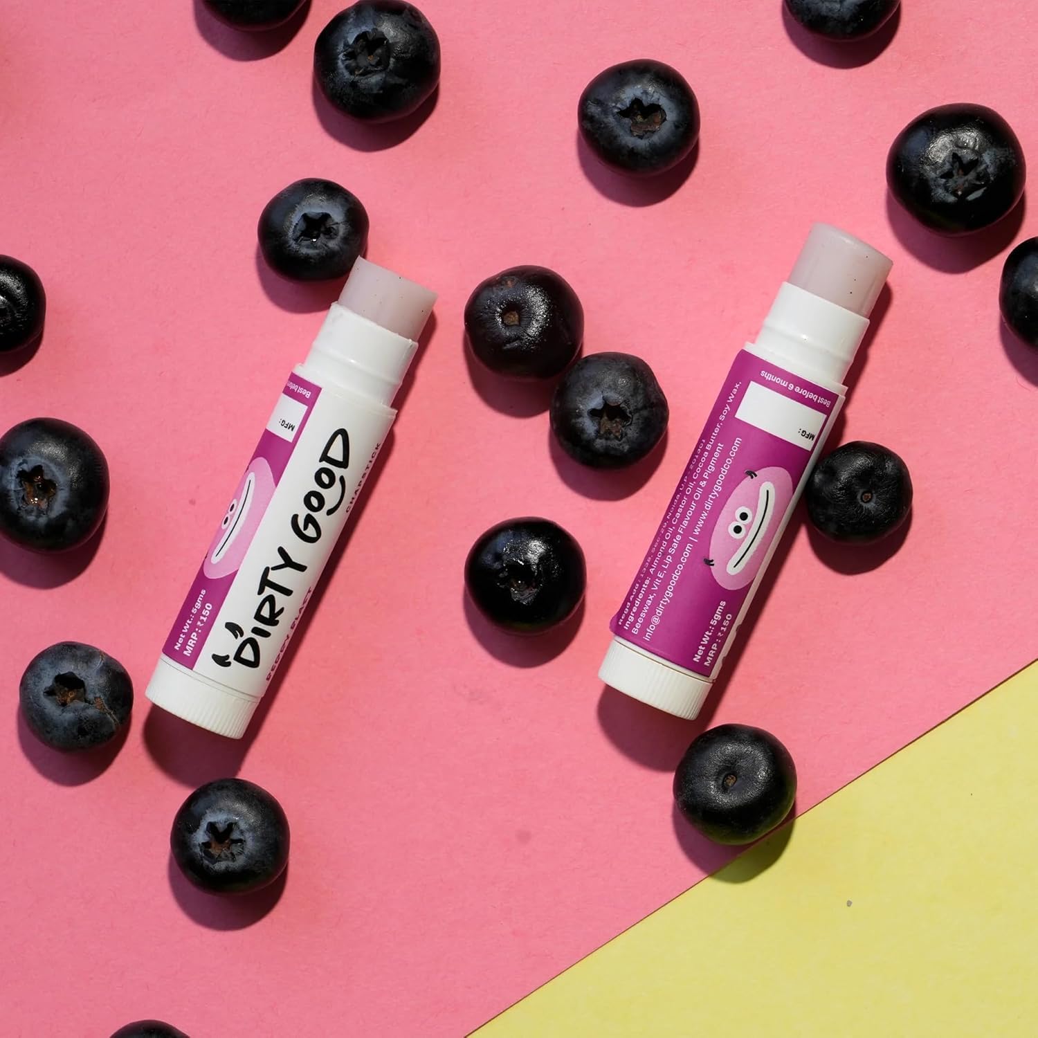 Dirty Good Kids Lip Balm Pack of 2 (5g Each)-Berry Blast & Watermelon|pH Balanced|Moisturising for Dry, Chapped Lips|Non-Sticky & Long Lasting|Shea Butter & Vitamin E|Preservative,Paraben & Phthalates Free 2