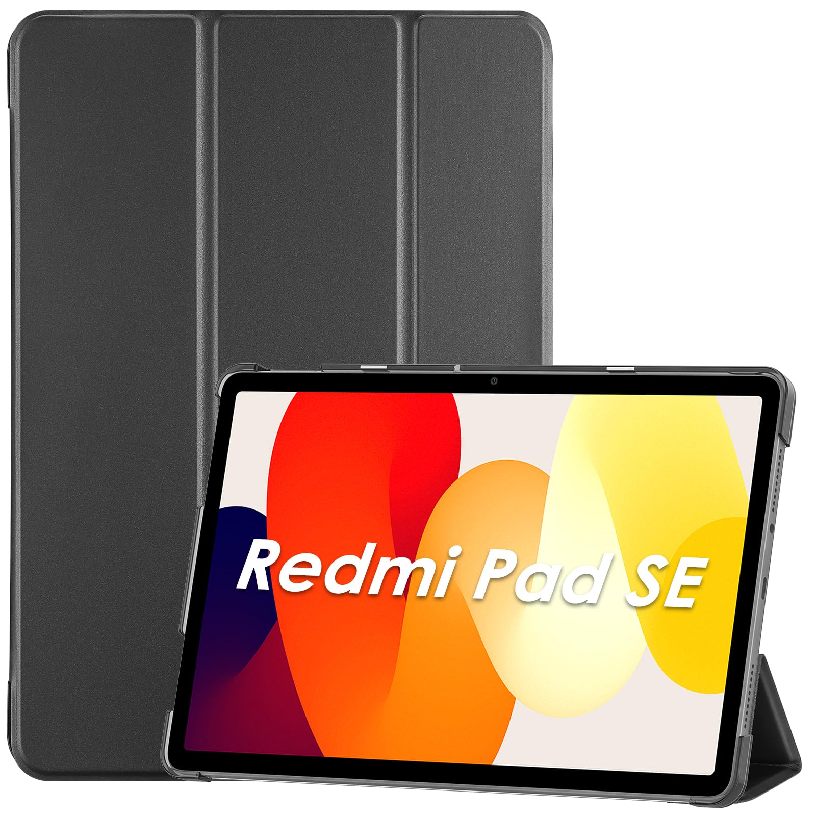 ProCase Hülle für Xiaomi Redmi Pad SE 11 Zoll 2023, Dreifache Schutzhülle Case für 11" Redmi Pad SE, Dünn Leicht Smart Cover mit Translucent Frosted Rückhülle -Schwarz