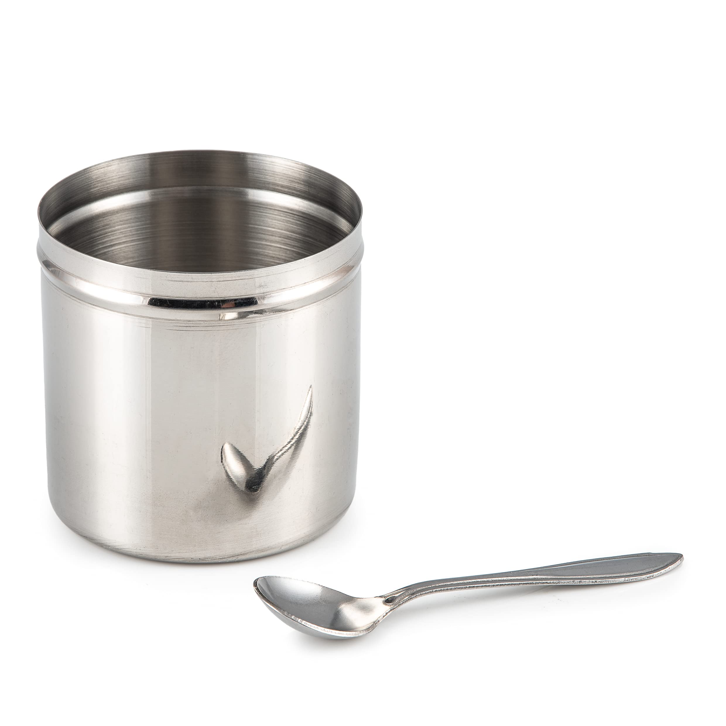 Indian-Tiffin Masala Dabba Contenitore Ermetico per Spezie - con Etichette per Spezie e Cucchiaio (Medio (18cm), coperchio trasparente, nessun coperchio sui vasi interni)