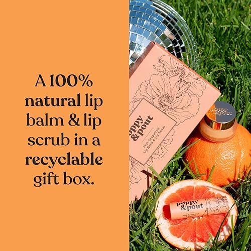 Miniatura 8 de Poppy & Pout Set de cuidado de labios  Bálsamo labial y exfoliante  Tubos de cartón sostenibles y frascos de vidrio, totalmente naturales, cera de
