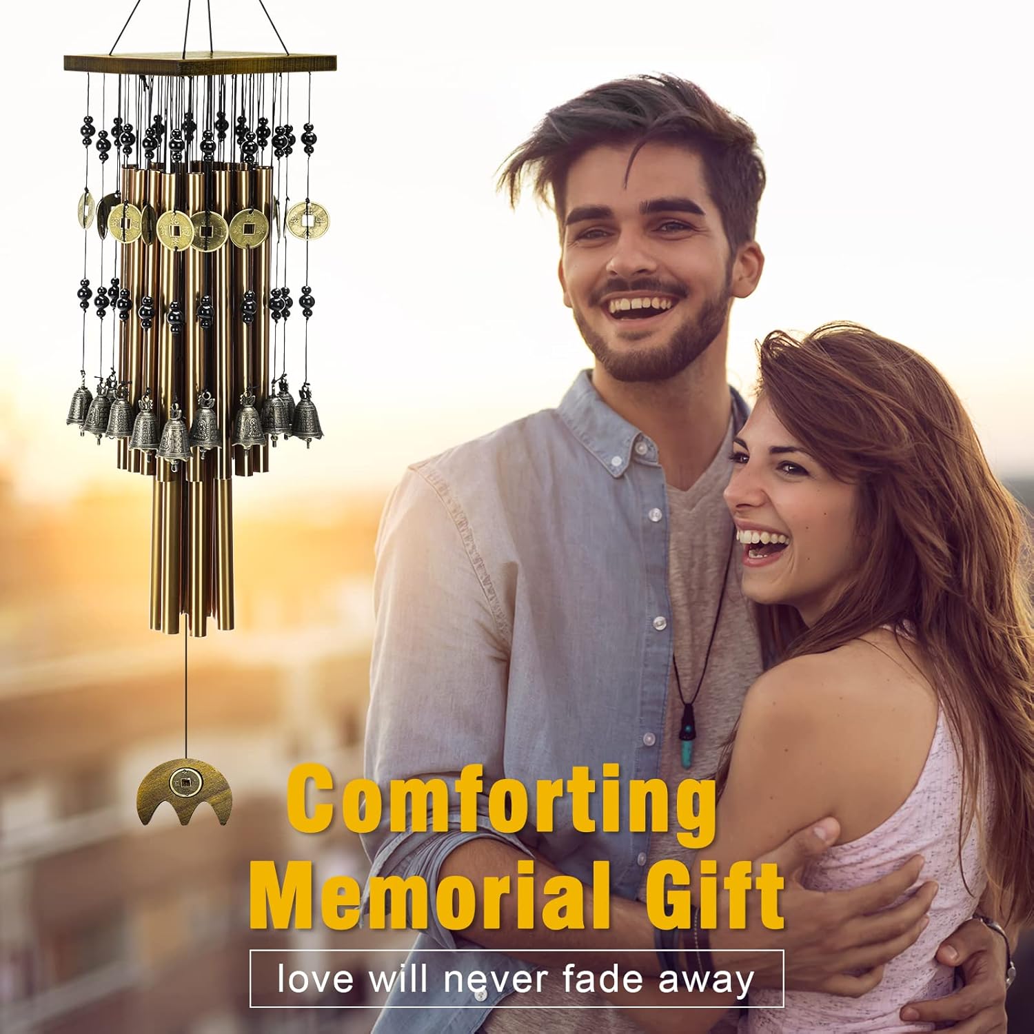 Wind Chimes for Outside, 30"Memorial Wind Chimes with 24 Copper Tubes and 16 Copper Bell for Garden,Patio,Window Wind Chime Hanging Decoration,Bronze Memorial Sympathy Wind Chime Gifts for Mom - Image 5