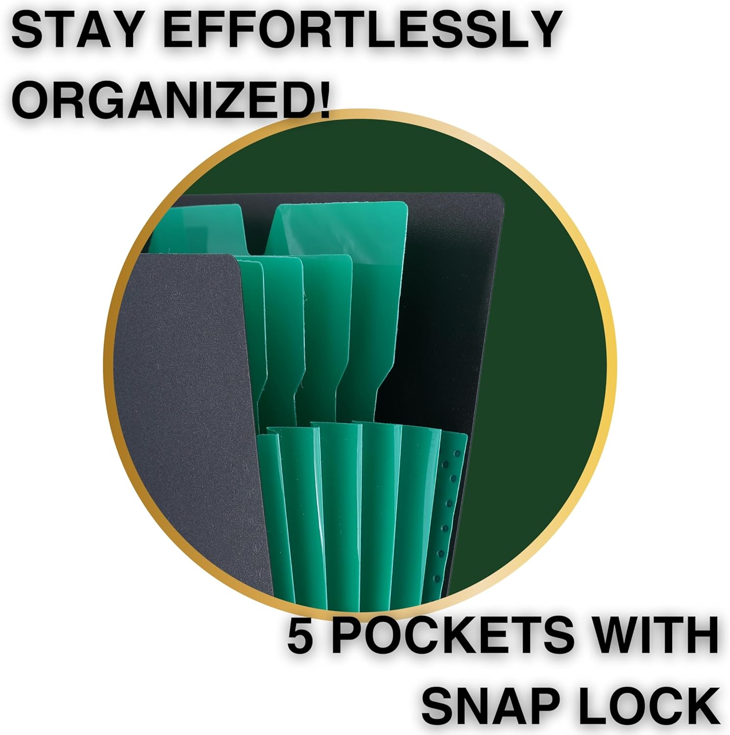 SPS 5 Pocket Expanding File Folder Smile Design - Fits A4 & Letter Size Document Organizer, Accordion File Folders, File Holder for Office, School & Home Use - Green (Pack of 4)