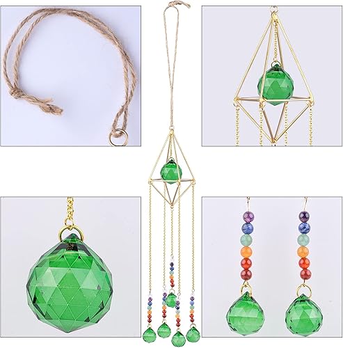 Miniatura 4 de rockcloud Decoración geométrica hecha a mano para colgar en la pared, bola de cristal prisma, adorno de la suerte para decoración del hogar,