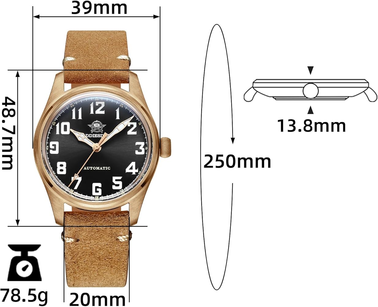 Amazon.com: ADDIESDIVE Vintage Bronze Automatic Watch 39 MM Small