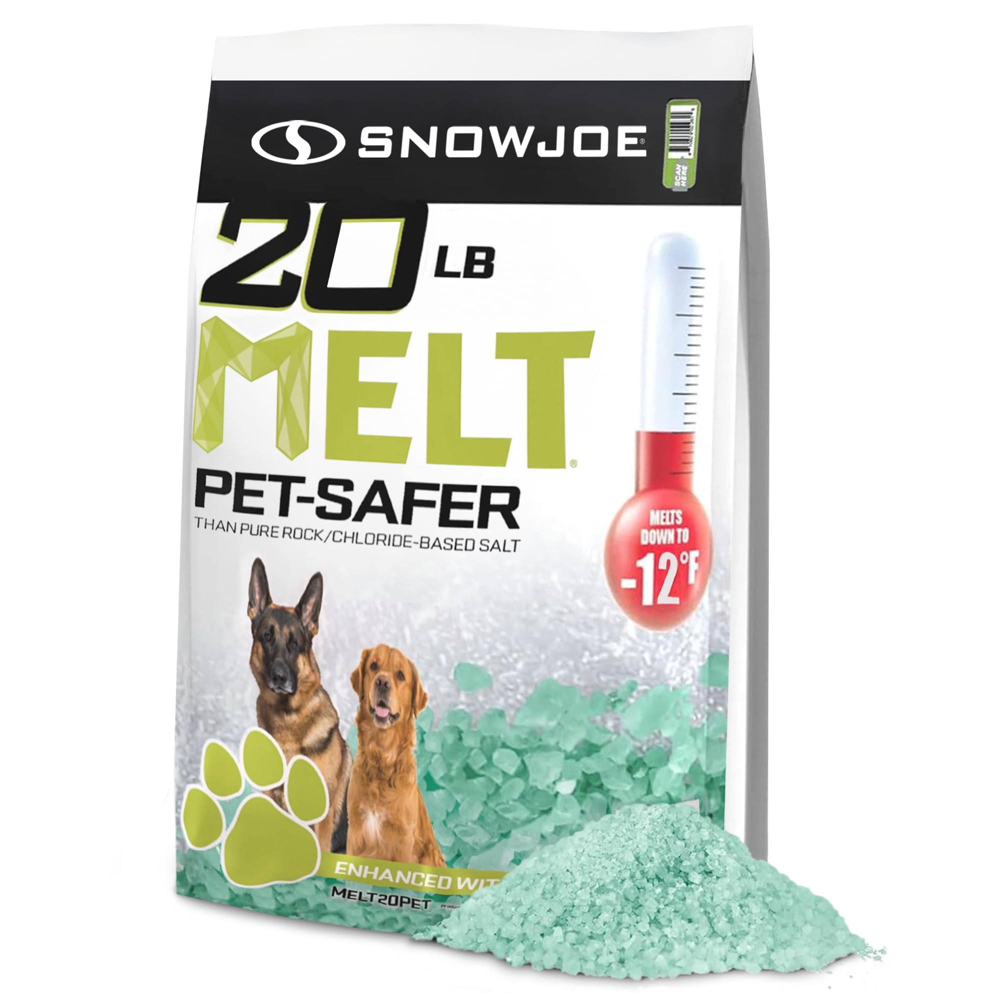 Snow Joe Snow & Ice Melter, Fast-Acting Pellets, Calcium Magnesium Acetate Formula, 20 Lb Bag - Deicer/Ice Remover for Driveway, Concrete, Sidewalk & Outdoor Spaces