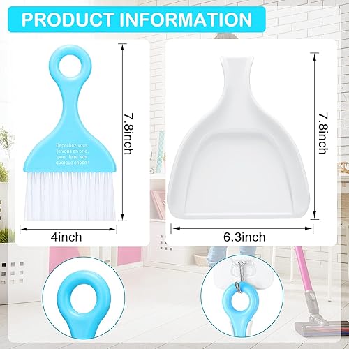 Miniatura 2 de CHENGU Juego de 6 piezas de mini recogedor de cepillo para mesa, escobas, recogedor pequeño, mini escoba, mini moldes para polvo con cepillo,