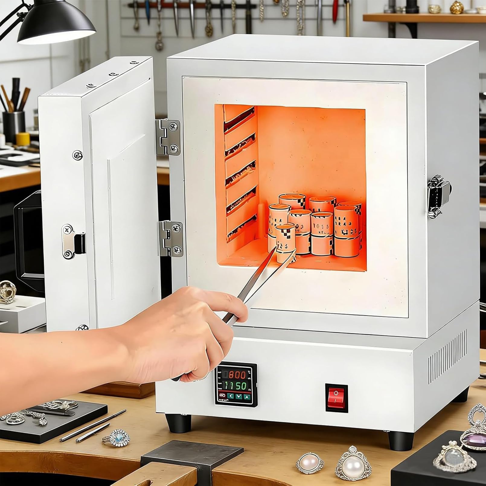 Four à moufle de Laboratoire 2000 W, Plage de température 0-1150 °C, Chambre de Chauffe Extra-Large, 50/60 Hz, Chauffage Uniforme sur 4 côtés pour Le frittage et Les essais de matériaux