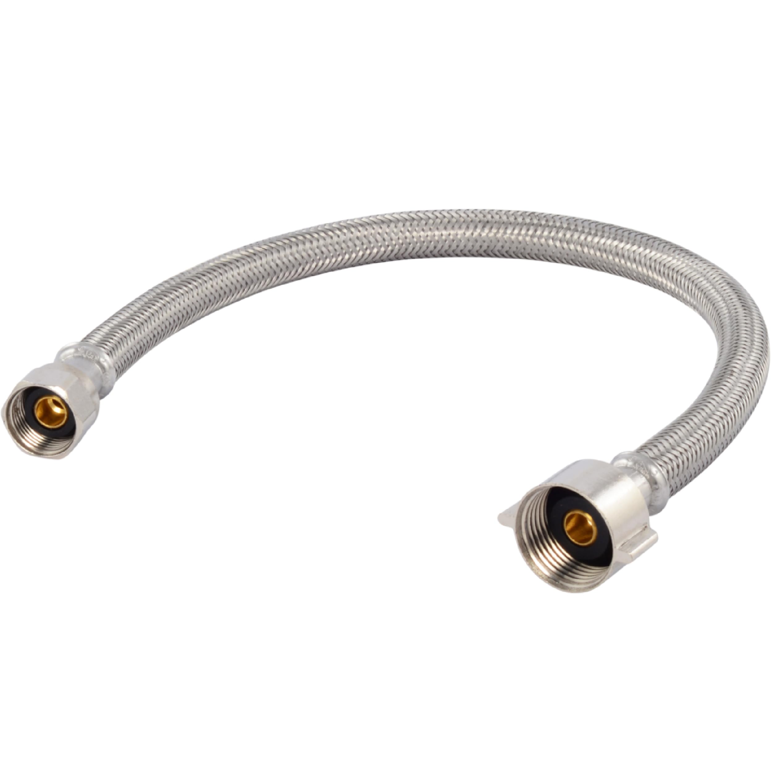 Eastman 16 Inch Steel-Flex Braided Toilet Connector, 7/8 Inch Ballcock x 1/2 Inch Compression, Stainless Steel Toilet Supply Line, 48094