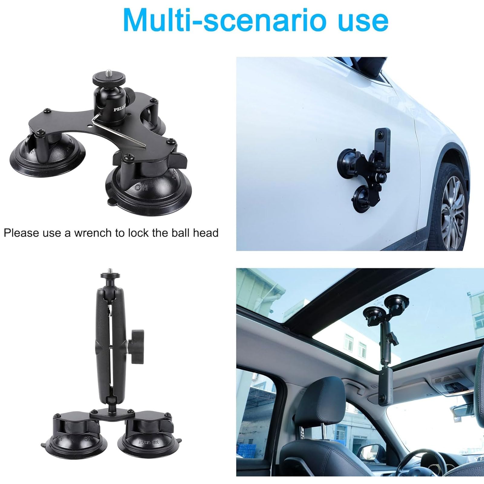 CHICIRIS Soporte de teléfono para coche, kit de ventosa versátil para una estabilidad segura de la cámara, diseño 5 en 1, compatible con X5 X4 X3 X2 RS