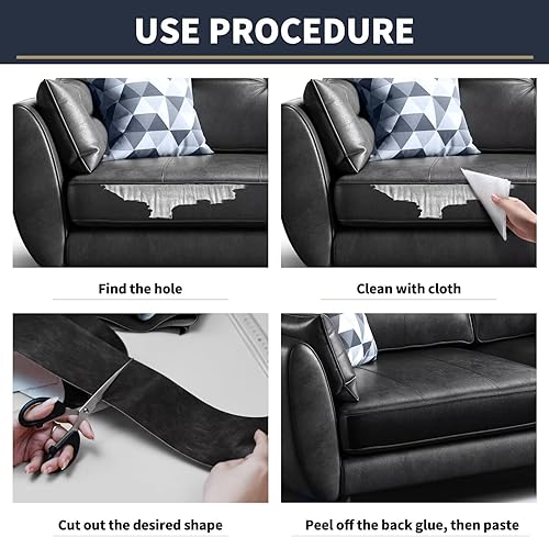 Miniatura 5 de Parche de reparación de cuero, cinta de reparación de cuero, parche de reparación de cuero para muebles, kit de reparación de vinilo, parche de