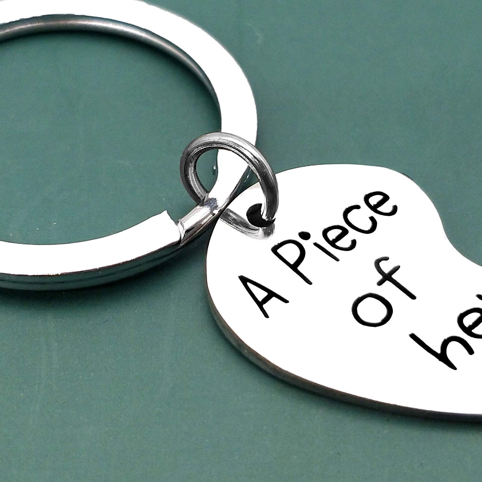 His and Her Keychain Set 2Pcs Couple Gifts for Boyfriend and Girlfriend A Piece of Him and Her Keychain Set Couple Jewelry Anniversary Valentine's Day Gift for Boyfriend Girlfriend Husband Wife