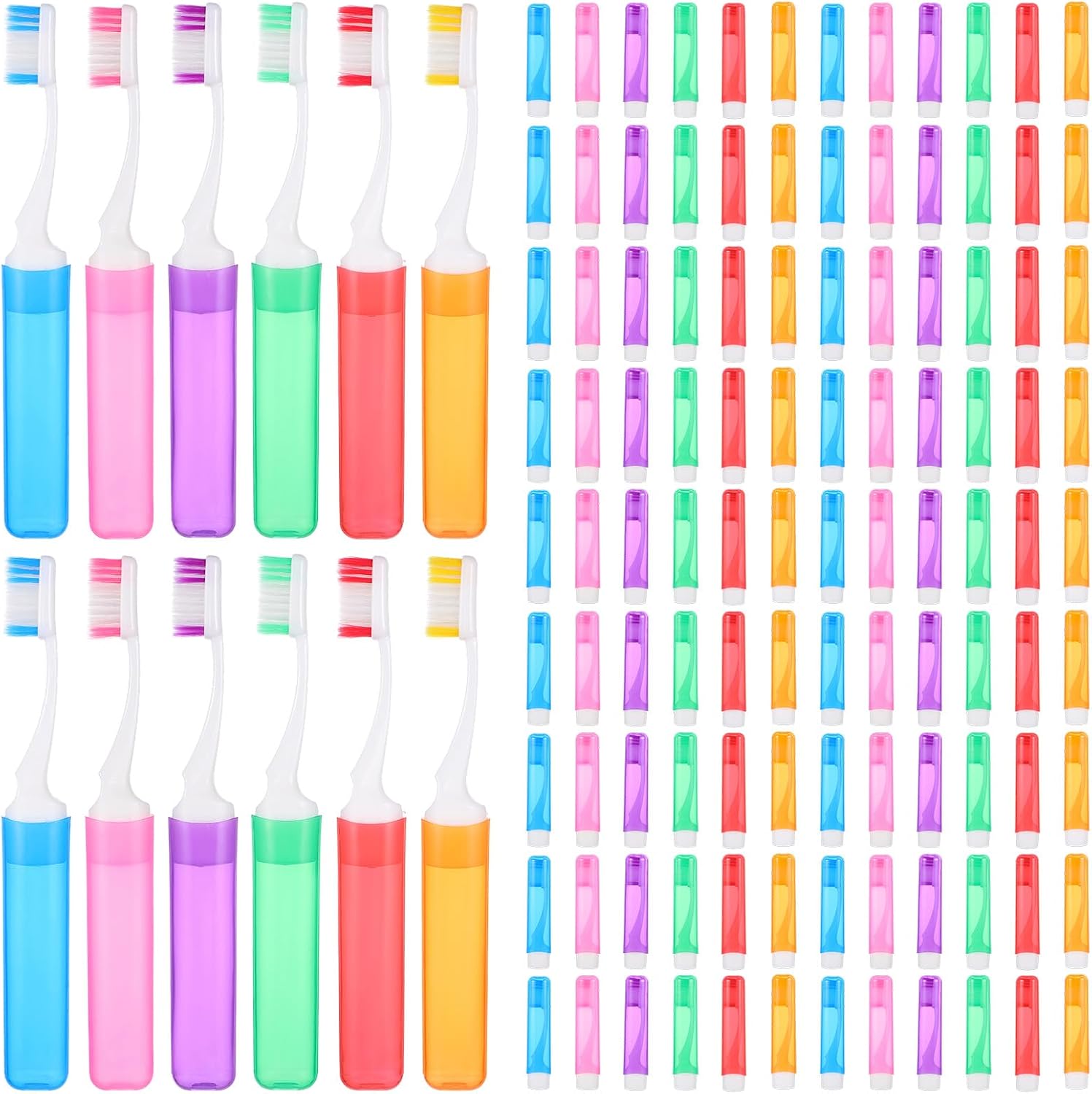 Molain 120 Pcs Folding Mini Toothbrush Travel Toothbrush, Portable Travels Size Toothbrushes Tooth Brush with Case, Bulk Toothbrushes Small Tooth Brush